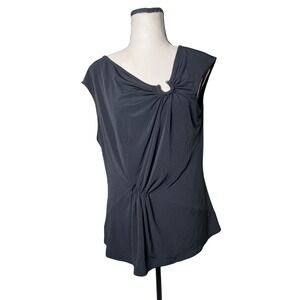 Laundry By Shellie Segal Asymmetric Top With Ruching‎ & Gold Embellishment Sz Lg